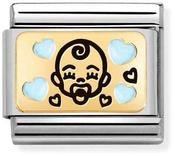 Nomination Yellow Gold and Blue Enamel Plate Baby Charm image