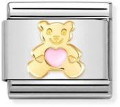 Nomination Yellow Gold and Pink Enamel Teddy Bear Charm image