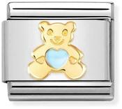 Nomination Yellow Gold and Blue Enamel Teddy Bear Charm image