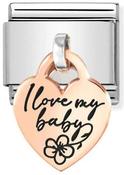 Nomination Rose Gold Engraved I Love My Baby Heart Drop Charm image