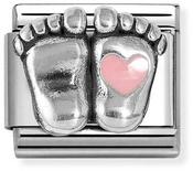 Nomination Silver and Pink Enamel Raised Baby Feet Charm image