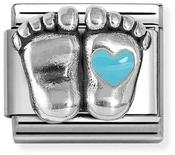 Nomination Silver and Blue Enamel Raised Baby Feet Charm image