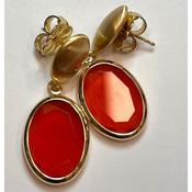 aquaforte caramelle ovali earrings with lobster colour faceted venitian glass image
