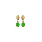 aquaforte mignon earrings with satin oval head and bottle green  faceted venitian glass pendants
