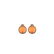 aquaforte mignon stud earrings with 16mm round orange red faceted venitian glass image