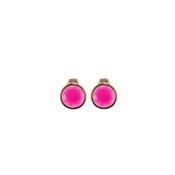 aquaforte mignon stud earrings with 16mm round fucsia g faceted venitian glass image