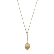 aquaforte i bicolore  brushed small oval with curved encrusted cz pendant