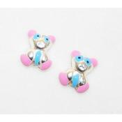 kidko earrings pink blue teddy