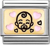 Nomination Yellow Gold and Pink Enamel Plate Baby Charm image