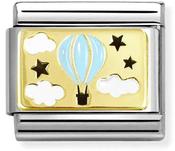 Nomination Yellow Gold and Blue Enamel Plate Hot Air Balloon Charm image