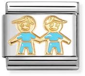 Nomination Yellow Gold and Blue Enamel Brothers Charm image