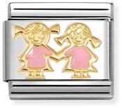 Nomination Yellow Gold and Pink Enamel Sisters Charm image