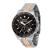 sector  230 43mm chronograph black dial bracelet +rg watch image