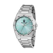 maserati velocit� slim 40mm 3h black+sky blue dial stainless steel bracelet