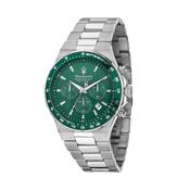 maserati sfida 41mm chronograph emerald dial stainless steel bracelet image