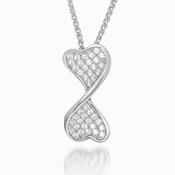 twisted double heart pendant in fine sterling silver image