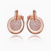 rose gold earrings with small sparkling cz stones. image