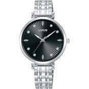 lorus quartz ladies stainless steel black dial bracelet watch image