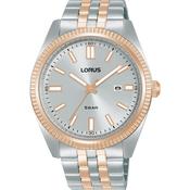 lorus quartz gents two tone rose gold grey dial bracelet watch image