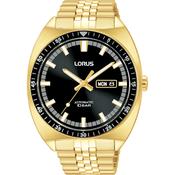 lorus automatic gents gold plated black dial bracelet watch image