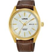 lorus automatic gents gold plated white dial strap watch image