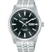 lorus automatic gents stainless steel black dial bracelet watch