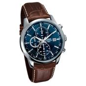 lorus quartz chronograph gents stainless steel blue dial strap watch