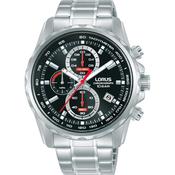 lorus quartz chronograph gents stainless steel black dial bracelet watch