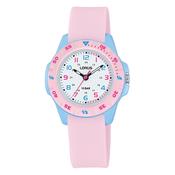 lorus quartz kids white dial pink silicone strap