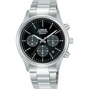 lorus quartz chronograph gents stainless steel black dial bracelet watch