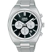 lorus quartz chronograph gents stainless steel black dial bracelet watch image
