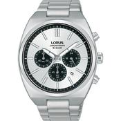 lorus quartz chronograph gents stainless steel white dial bracelet watch image