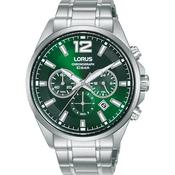 lorus quartz chronograph gents stainless steel green dial braclet watch