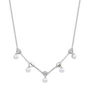 Rosato Azzurra Sterling silver short necklace, 63 white cubic zirconia, 5 natural pearls image