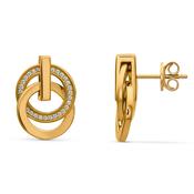 jette earrings silver 925 yellow gold plate with cubic zirconia image