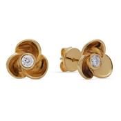 jette earrings silver 925 yellow gold plate with cubic zirconia 1x1cm image