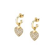morellato 18k gold plated istanti  hoop earrings pave heart crystal