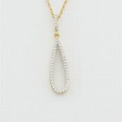 9k yellow gold open pear drop pendant with white cz no chain image