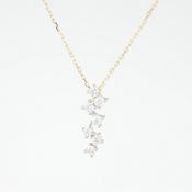 9k yellow gold pendant with staggered 8 stone drop in white cz no chain image