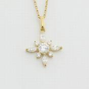 9k yellow gold flower pendant with white cz no chain image