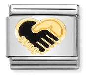 Nomination Yellow Gold and Enamel Heart Handshake Charm image