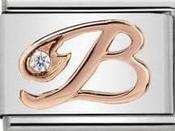 Nomination Rose Gold with White Stone Letter B Charm image