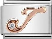 Nomination Rose Gold with White Stone Letter J Charm image