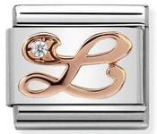 Nomination Rose Gold with White Stone Letter L Charm image