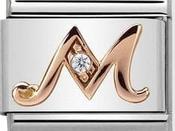 Nomination Rose Gold with White Stone Letter M Charm image