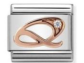 Nomination Rose Gold with White Stone Letter Q Charm