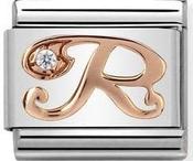 Nomination Rose Gold with White Stone Letter R Charm image