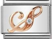 Nomination Rose Gold with White Stone Letter S Charm image
