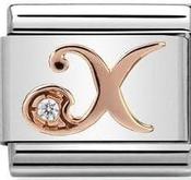 Nomination Rose Gold with White Stone Letter X Charm