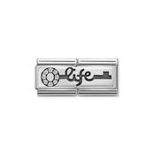 Nomination Silver with White Stones Key to Life Double Charm image